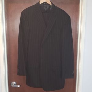 Mens pin striped black suit. 46L